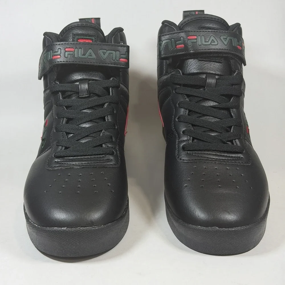 FILA‎ Size-9.5 Vulc 13 Repeat Logo Men's Black Red Sneakers Lace Up Comfort
